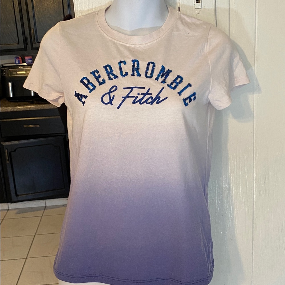 Abercrombie & Fitch Cream to Purple Ombre Tee
